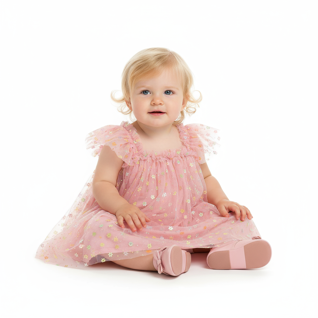 Vestido rosado gala bebe niña Quimby 34588-131906