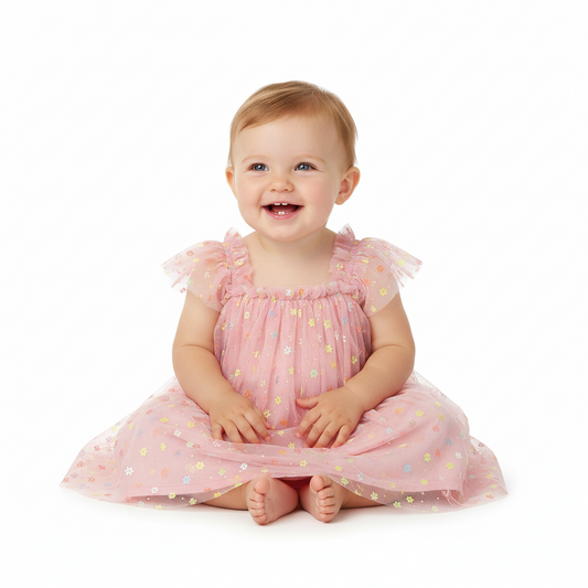 Vestido rosado gala bebe niña Quimby 34588-131906