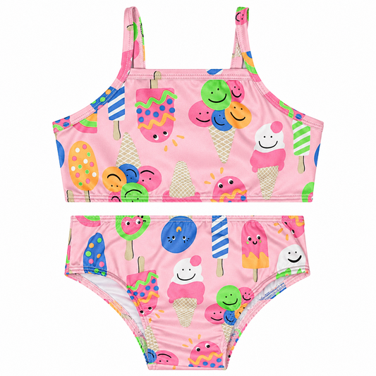 Set traje de baño 2 piezas helado  rosado Quimby niña 34599-SB0517