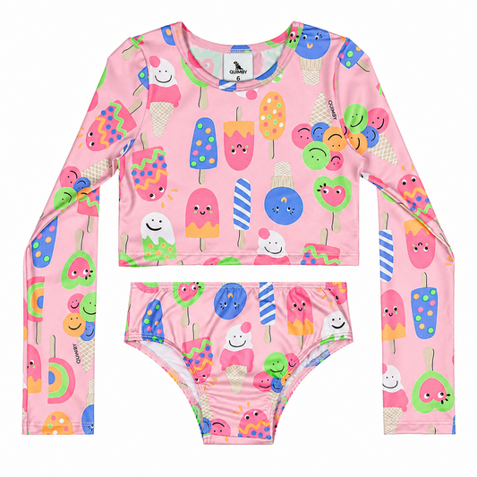 Set traje de baño 2 piezas helado rosado   Quimby niña 34602-SB0517