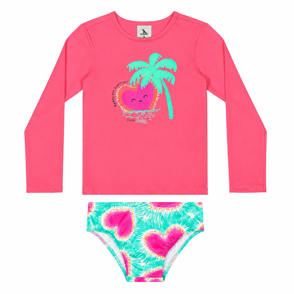 Set traje de baño 2 piezas  rosado Quimby niña 34603-061735