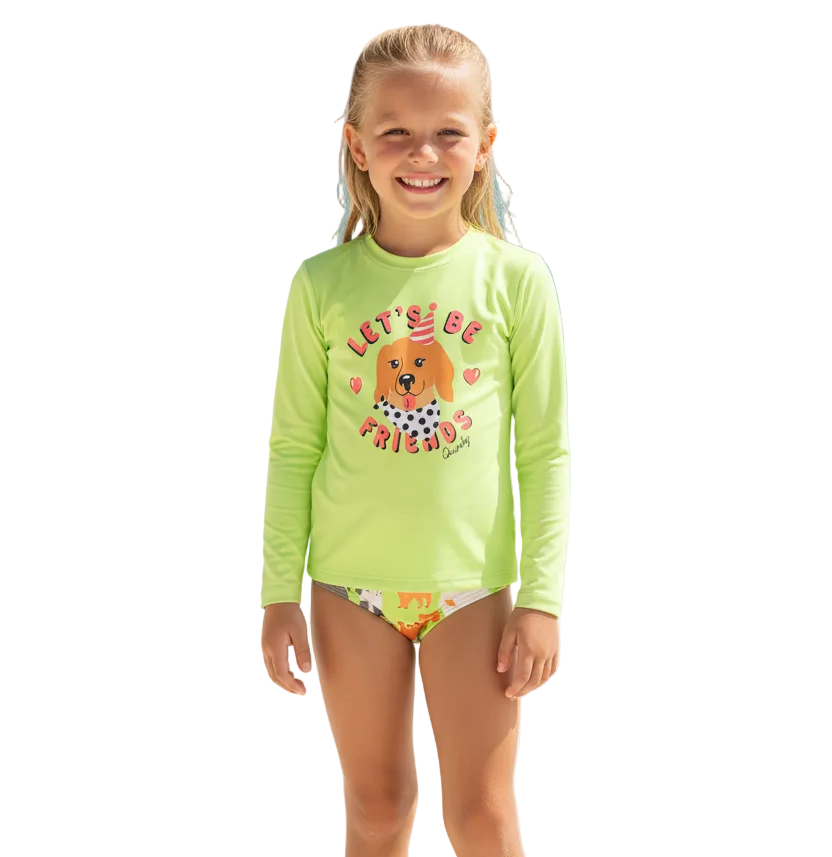 Set traje de baño 2 piezas perrito verde Quimby niña 34603-130220
