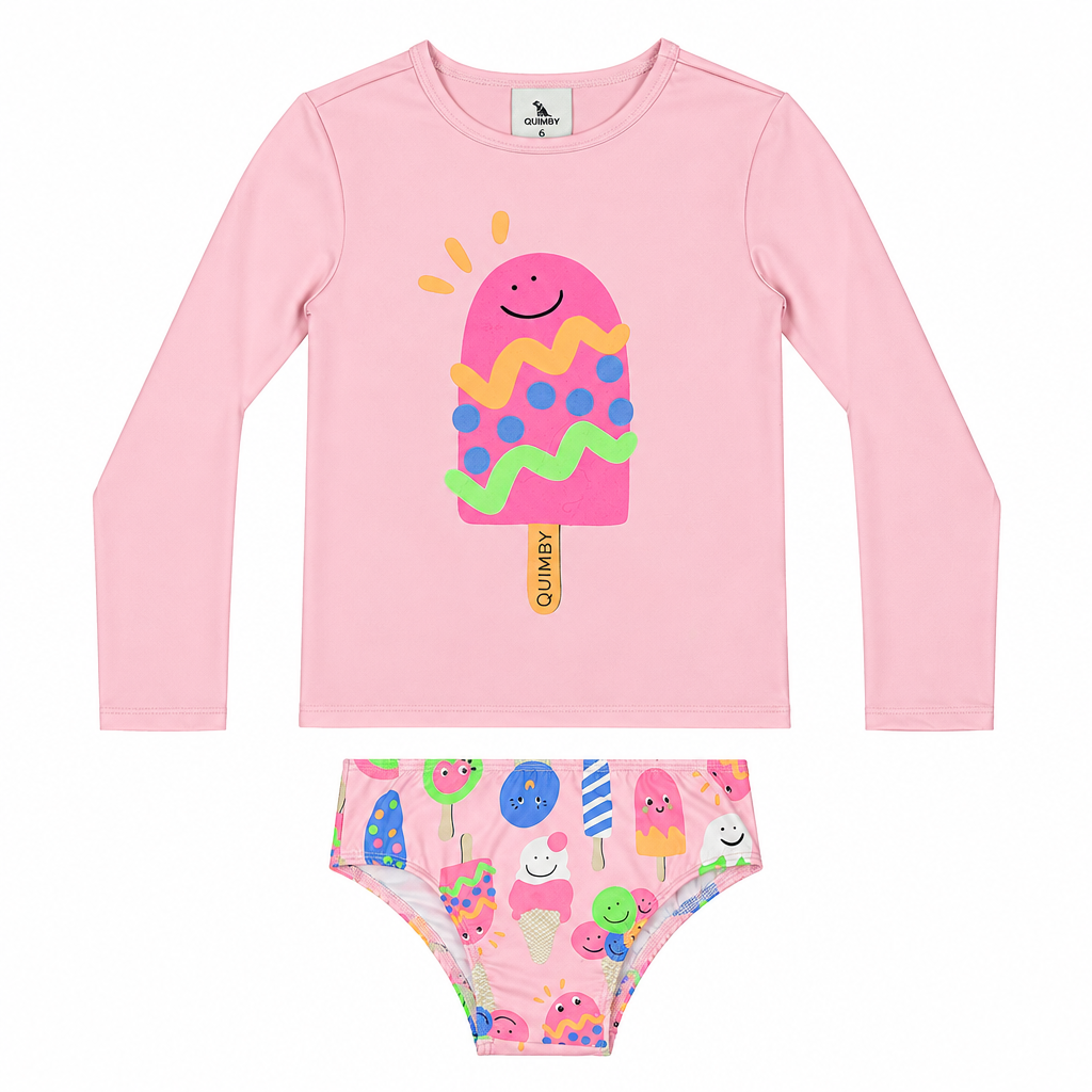 Set traje de baño 2 piezas helado niña rosado Quimby  34603-131906