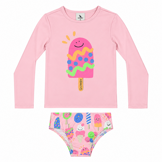 Set traje de baño 2 piezas helado niña rosado Quimby  34603-131906