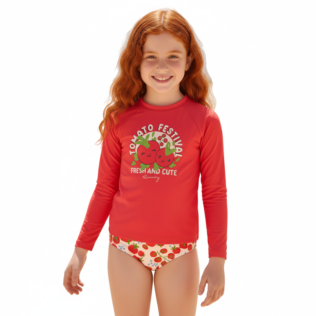 Set traje de baño 2 piezas cereza cherry niña rojo Quimby  34603-191763
