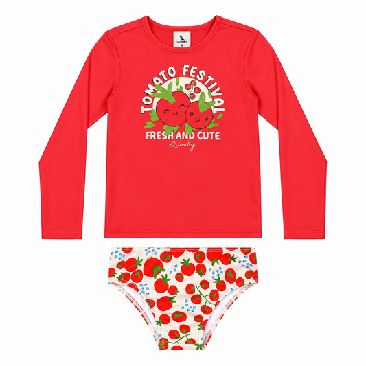 Set traje de baño 2 piezas cereza cherry niña rojo Quimby  34603-191763