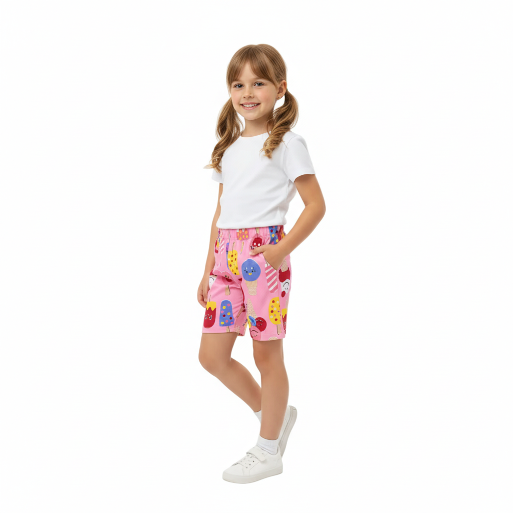 Shorts rosado helado ice cream niña Quimby 34609-AB2362 promo 3x1000