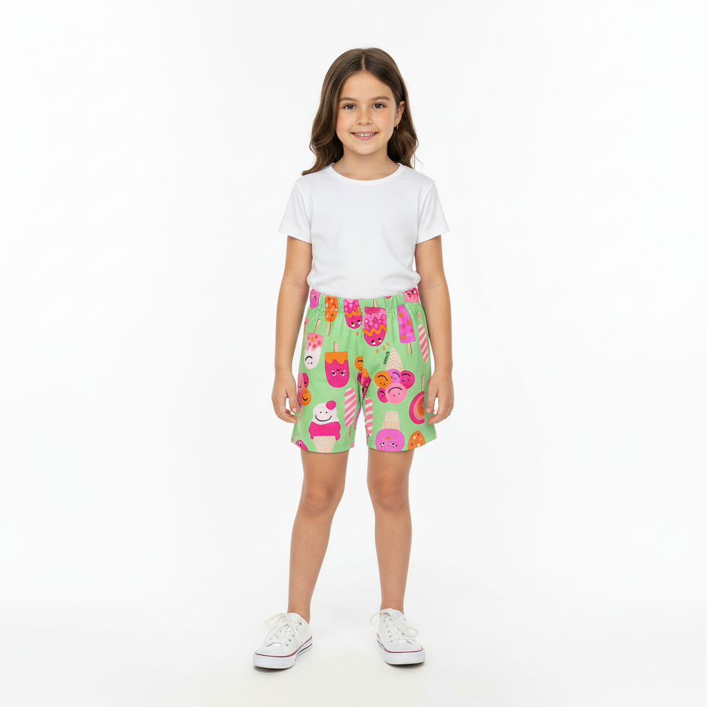 Shorts verde helado ice cream niña Quimby 34609-AB2363 promo 3x1000