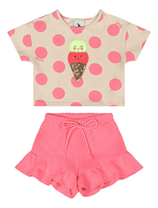 Set conjunto helado rosado bebe niña Quimby 34616-BOL204