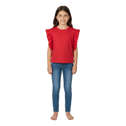 Camisa blusa roja niña revuelos Quimby 34617-191763