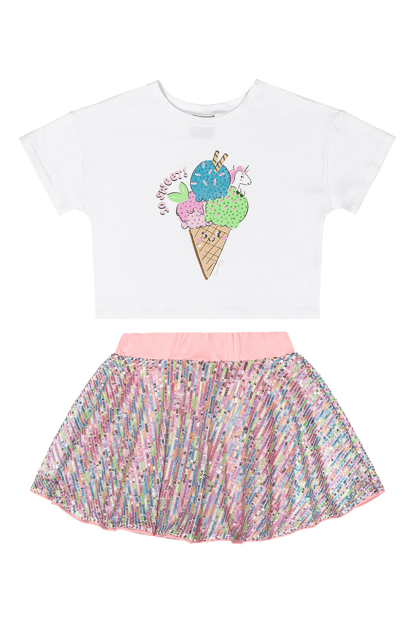 Set conjunto camisa helado tutu falda multicolor niña Quimby 34655-000101