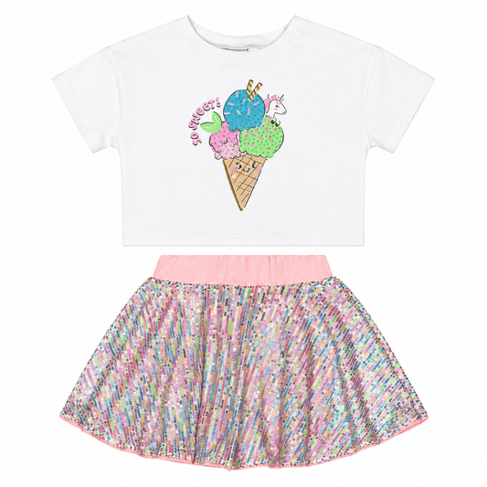 Set conjunto camisa helado ice cream tutu falda niña Quimby 34655-000101