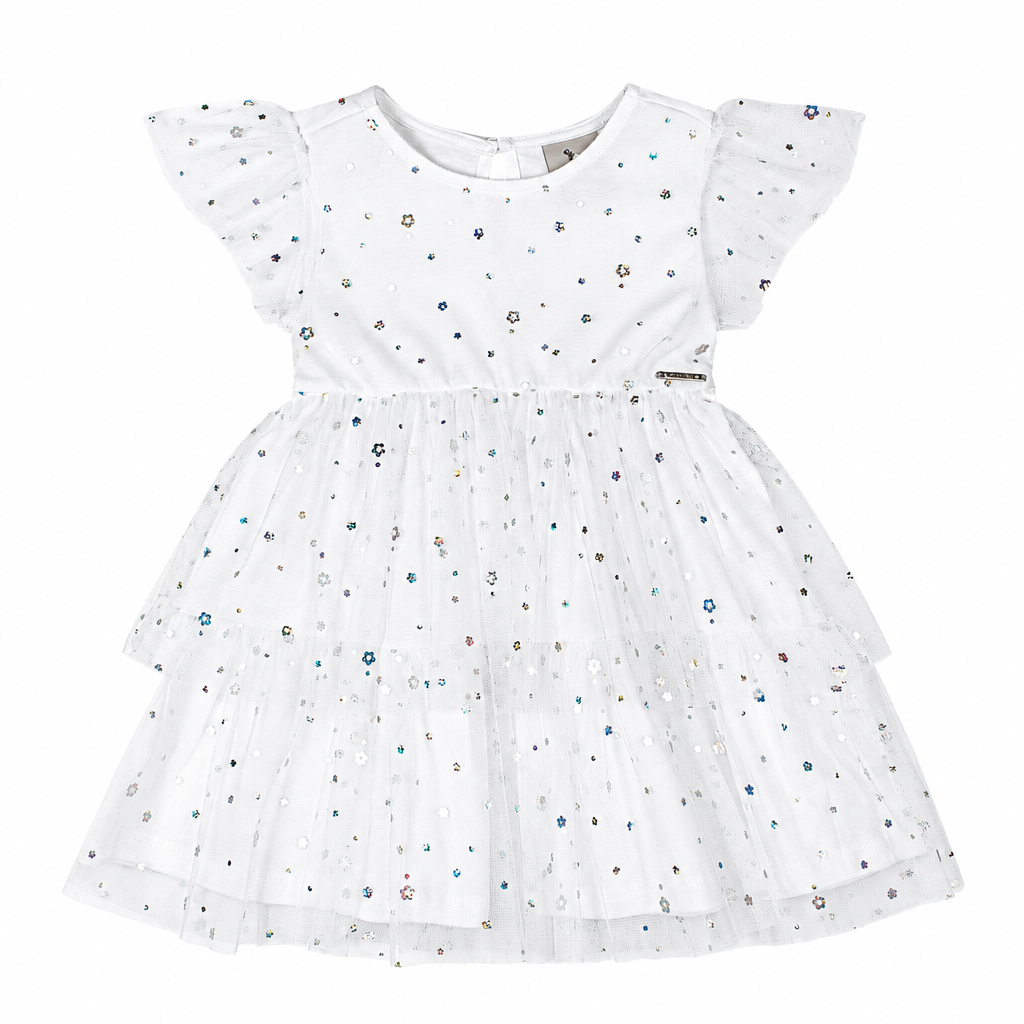 Vestido blanco bebe niña tutu Quimby 34659-000101