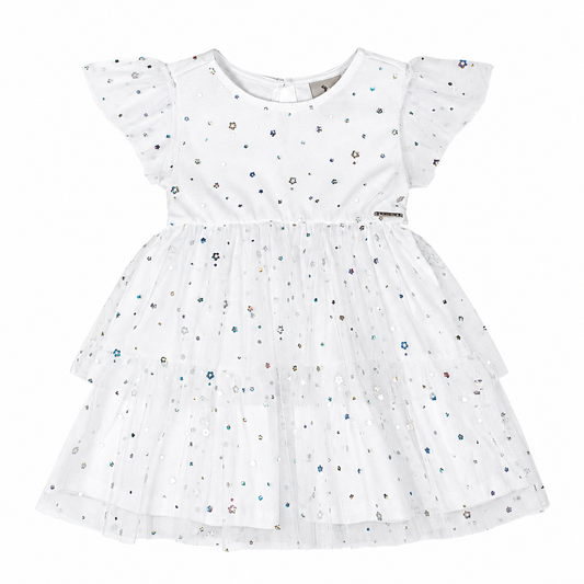 Vestido blanco bebe niña tutu Quimby 34659-000101