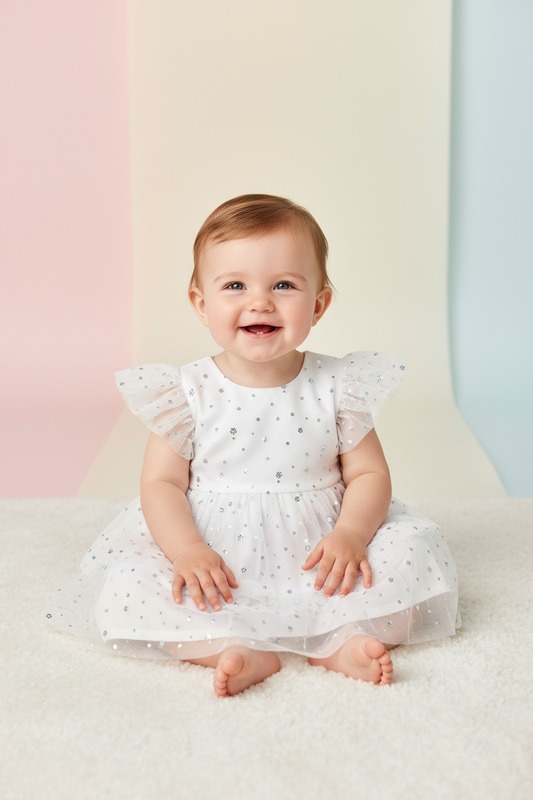 Vestido blanco bebe niña tutu Quimby 34659-000101