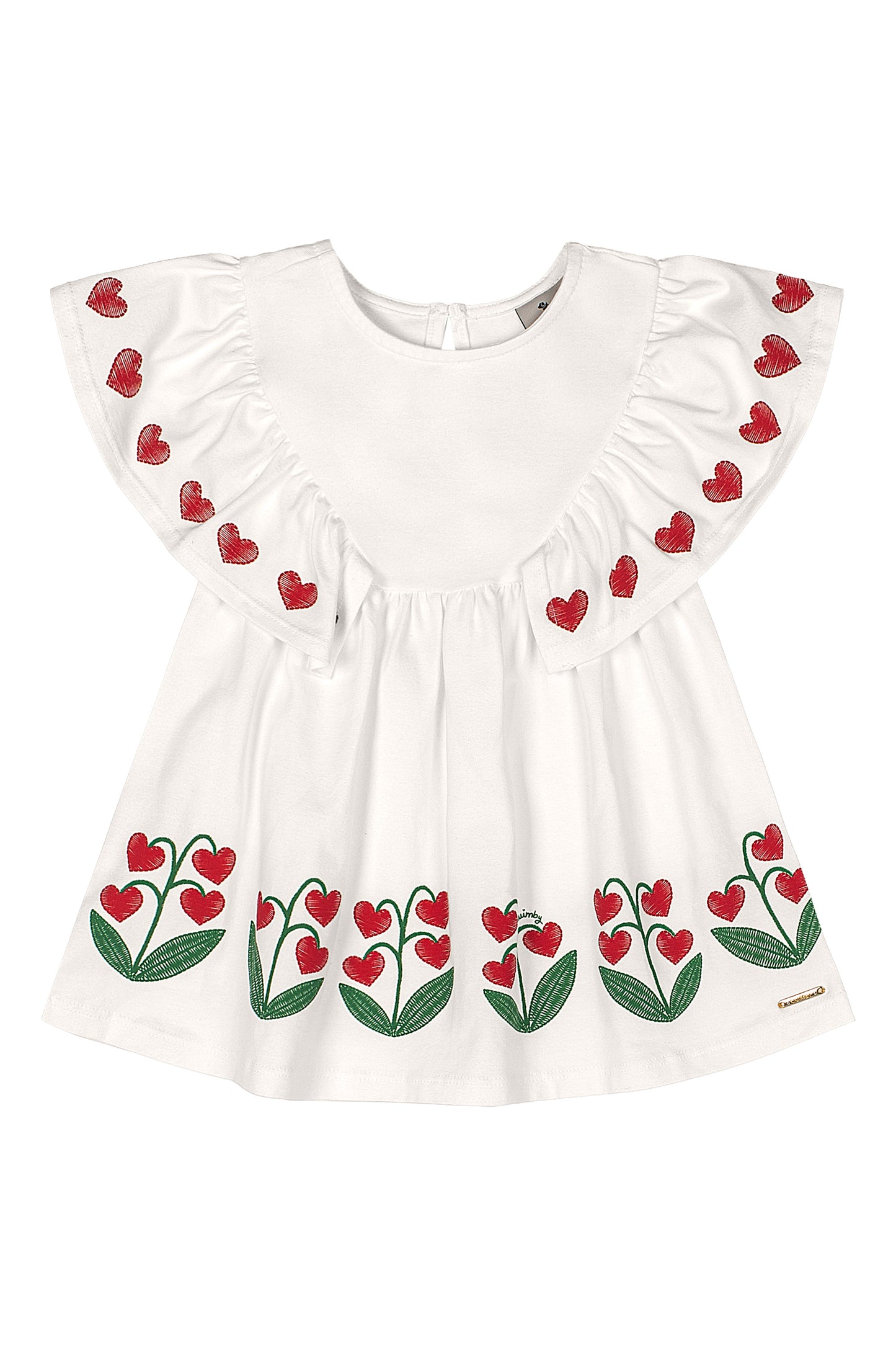 Vestido blanco floreado bebe niña tulipanes Quimby 34665-000106