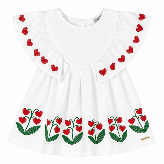 Vestido blanco floreado bebe niña tulipanes Quimby 34665-000106