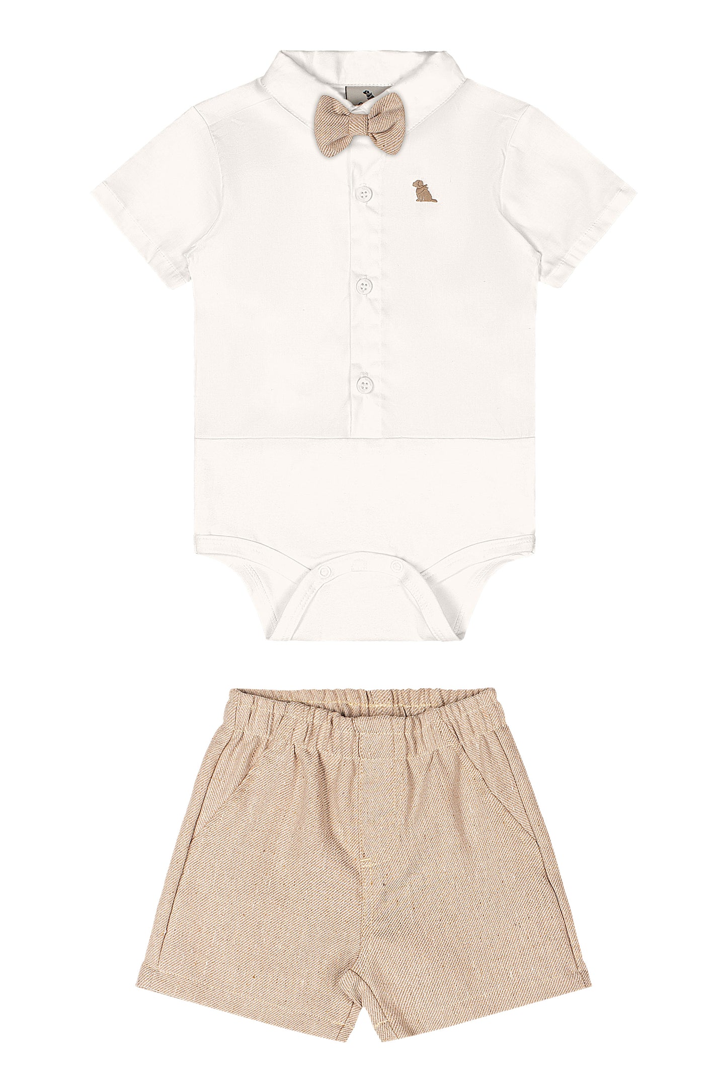 Set conjunto formal blanco beige bebe niño Quimby 34700-000106