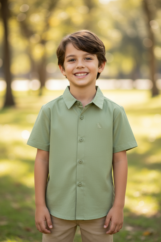 Camisa verde formal militar niño 34776-140216