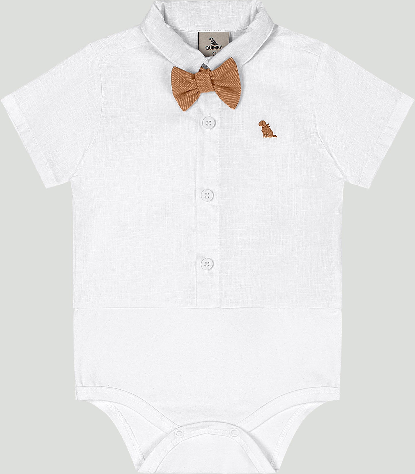 Set conjunto camisa blanca short cafe Quimby bebe niño 34978-000101