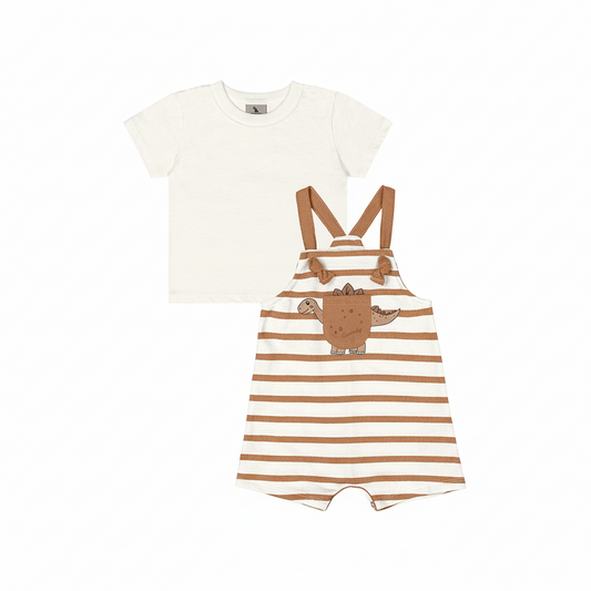 Set conjunto  camisa blanca overall rayas cafe bebe niño Quimby 34982-000106