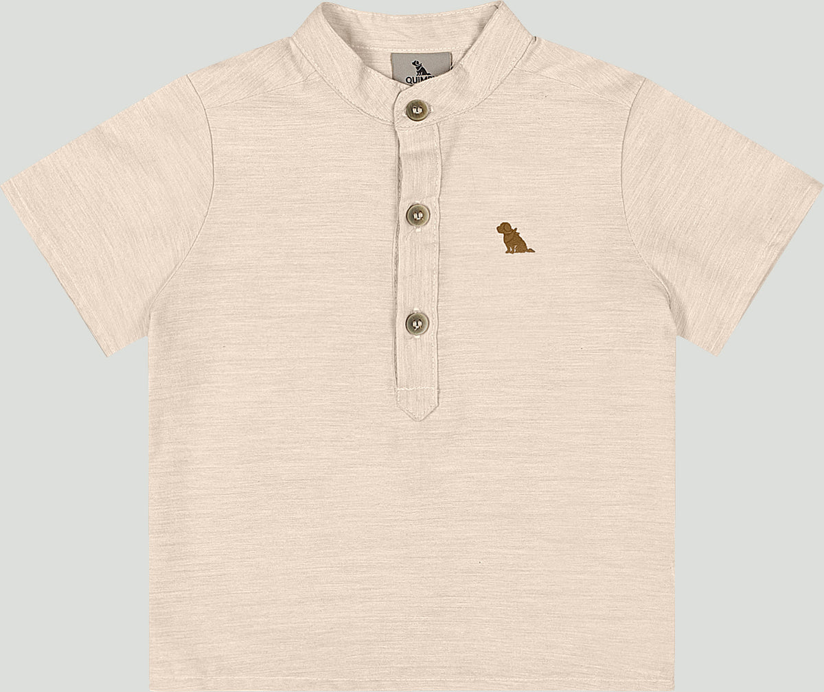 Set conjunto 2 piezas camisa beige short cafe bebe niño Quimby 34988-131011