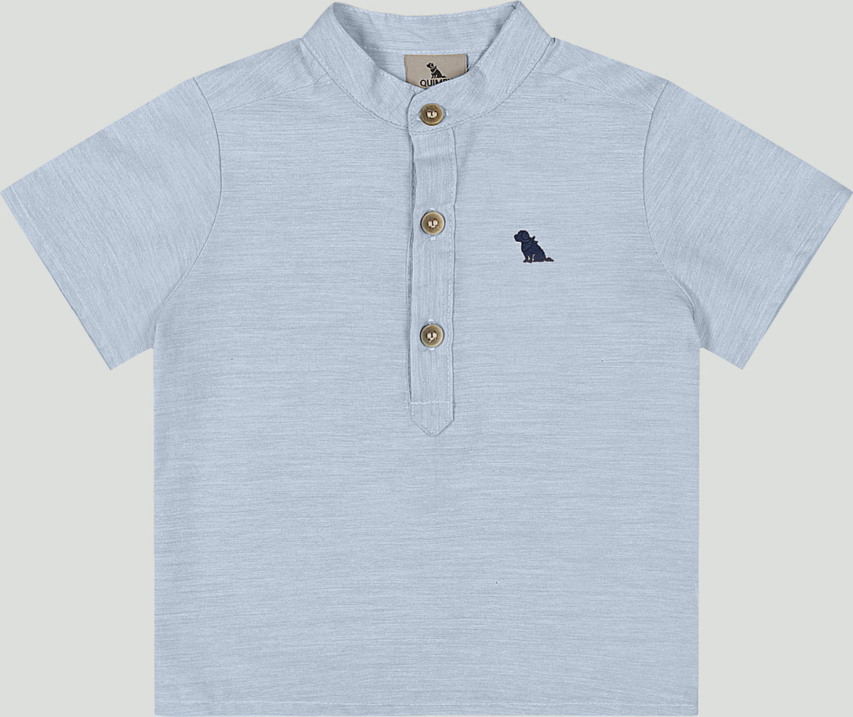 Set conjunto 2 piezas camisa Henley gris short azul Quimby 34988-134110