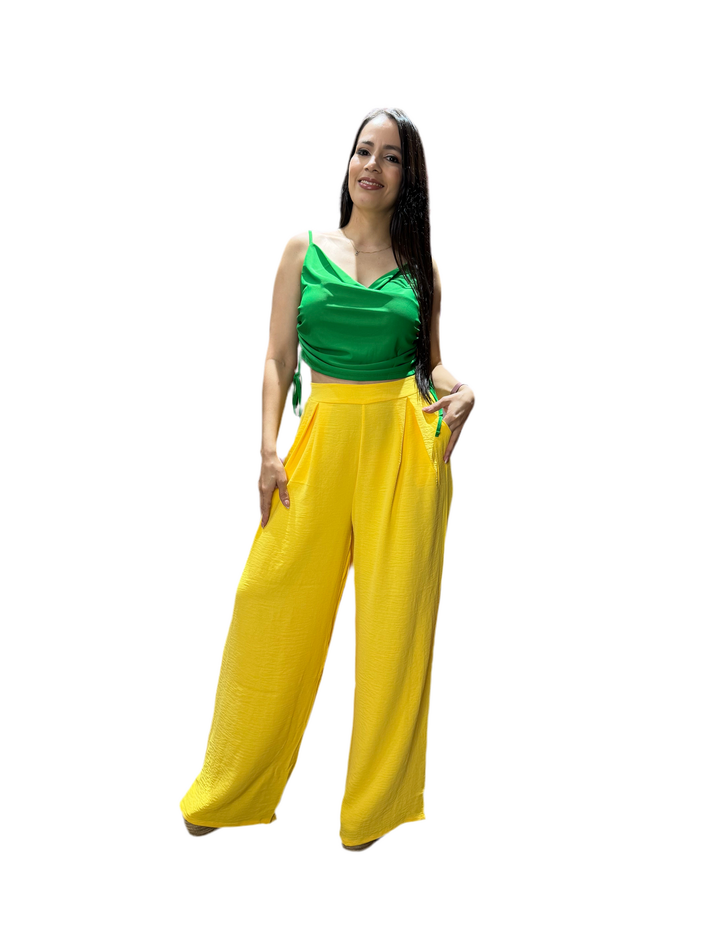Pantalón tela formal dama Amarillo PR3-1554 690590490