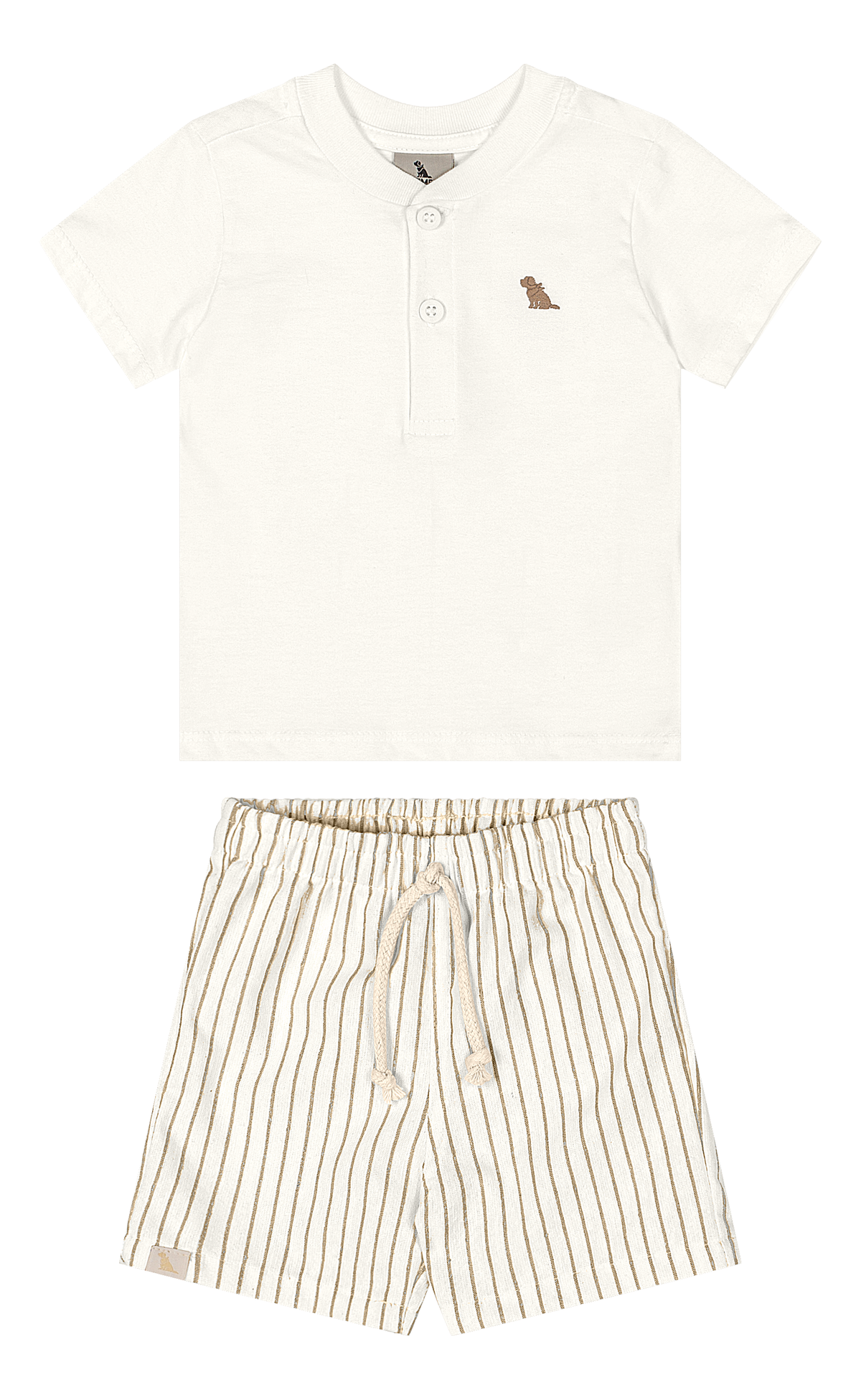 Set conjunto camisa blanca short rayas beige bebe niño Quimby 35134-000106
