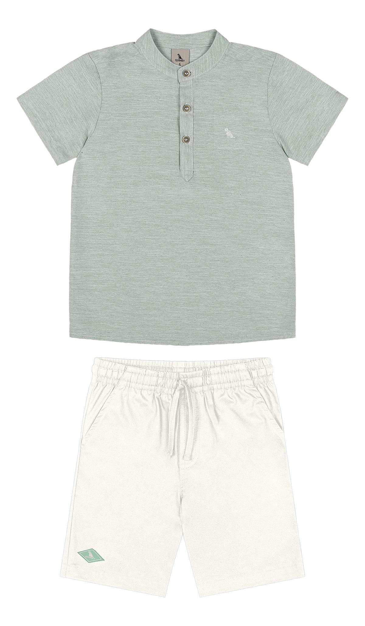 Set conjunto camisa verde short blanco niño Quimby 35156-145707