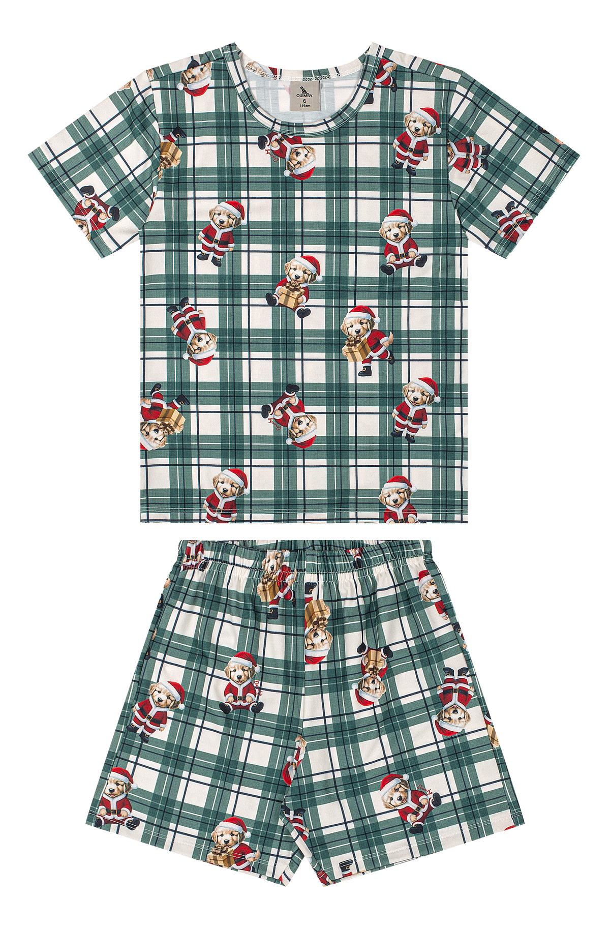 Set conjunto pijama navideña camisa short verde niño Quimby 35185-SB0874