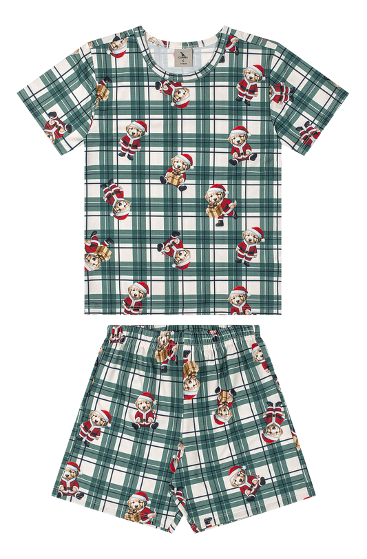 Set conjunto pijama navideña camisa short verde niño Quimby 35185-SB0874