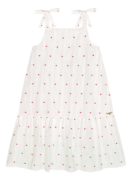 Vestido blanco niña corazones Quimby 35199-114202