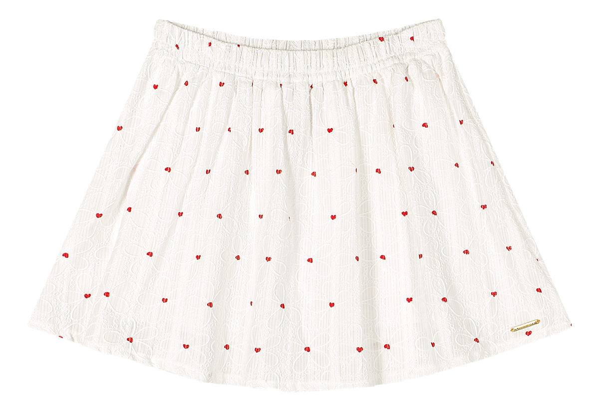 Set conjunto camisa blanca falda short blanca corazones rojos niña Quimby 35200-000101