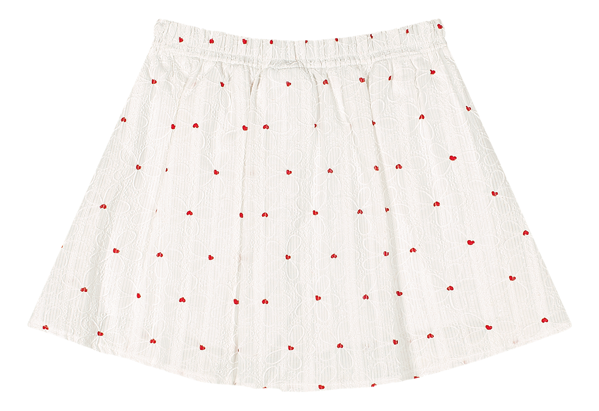 Set conjunto camisa blanca falda short blanca corazones rojos niña Quimby 35200-000101