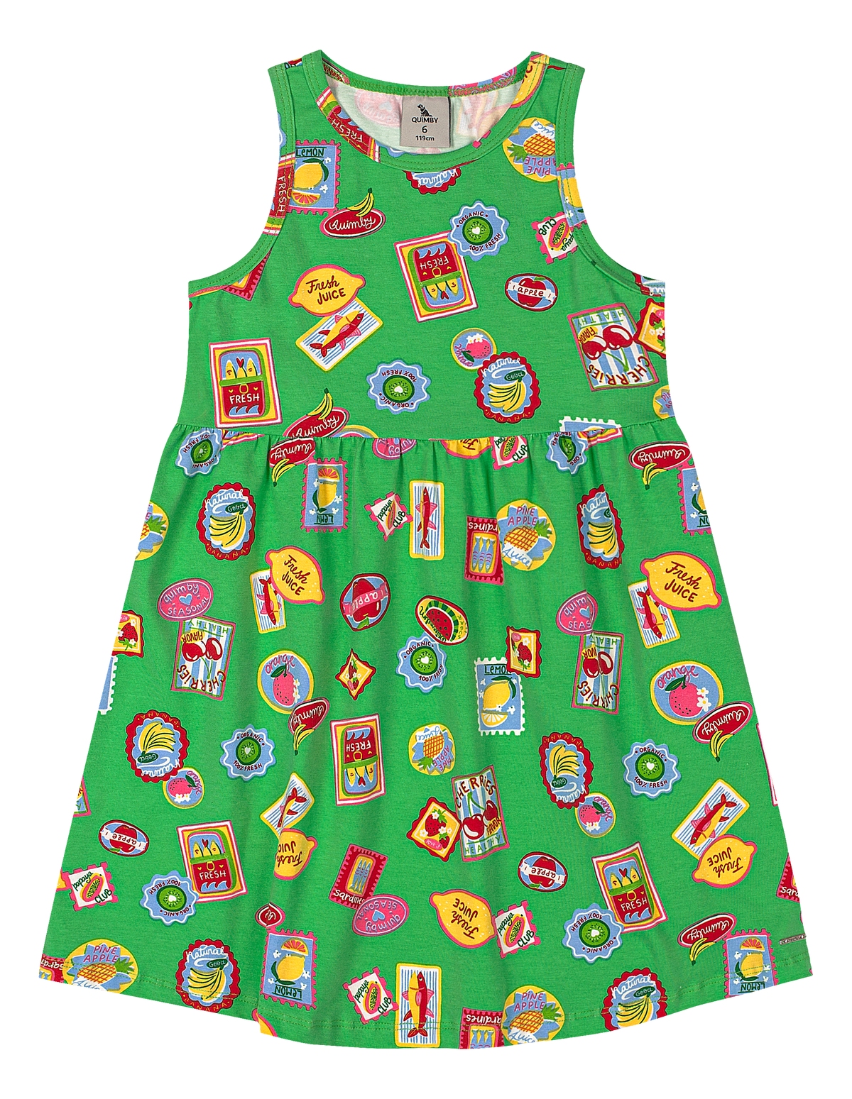 Vestido verde frutas limones sandía niña Quimby 35203-AB2609
