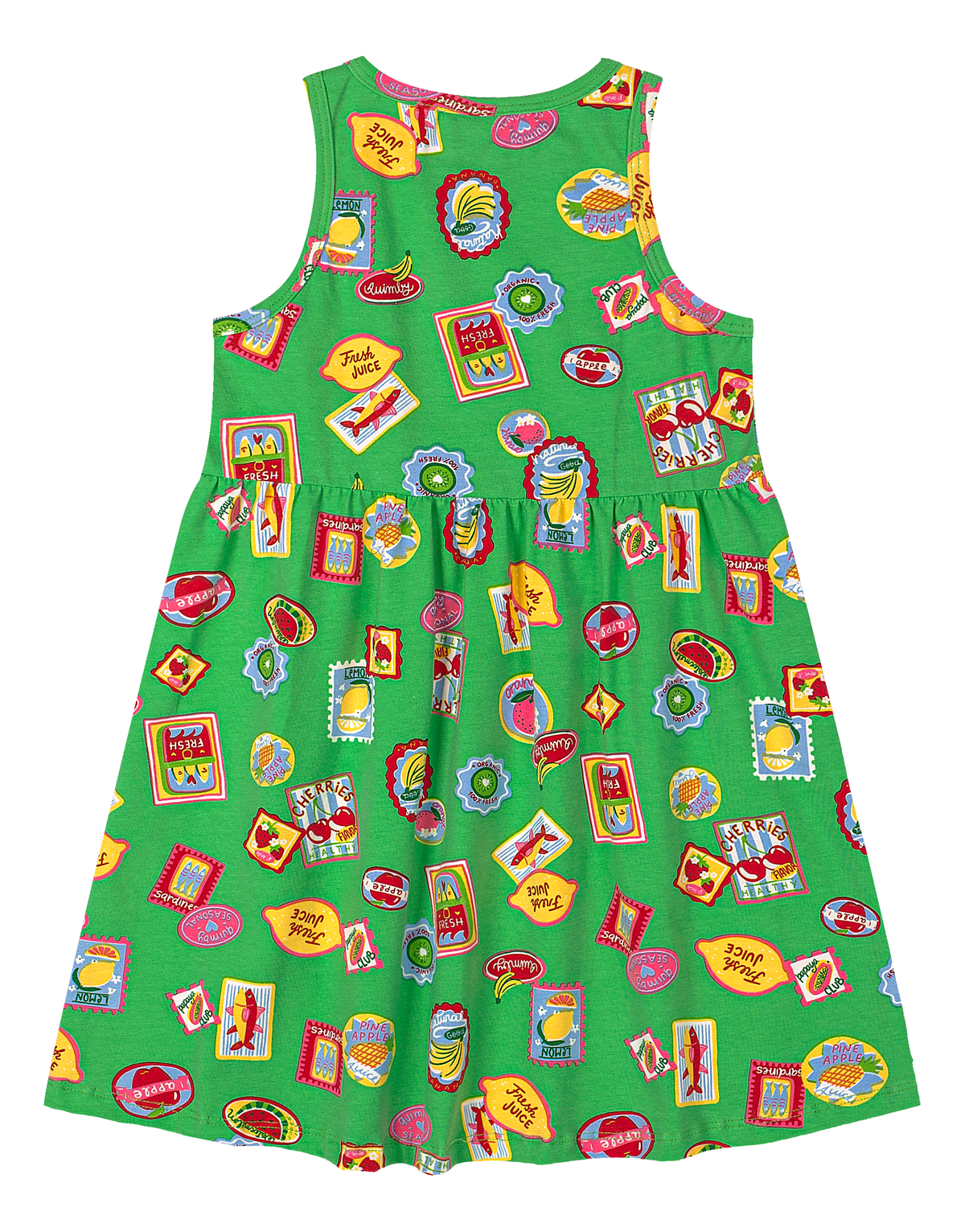 Vestido verde frutas limones sandía niña Quimby 35203-AB2609