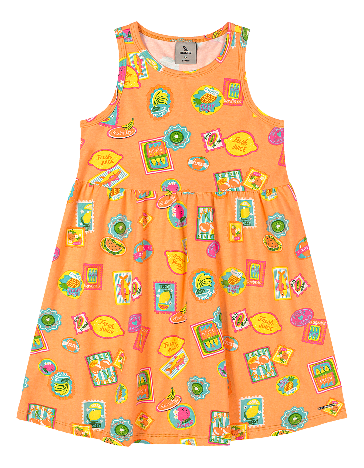 Vestido naranja frutas limones sandía niña Quimby 35203-AB2610