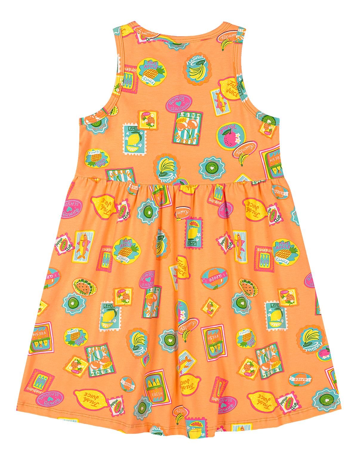 Vestido naranja frutas limones sandía niña Quimby 35203-AB2610