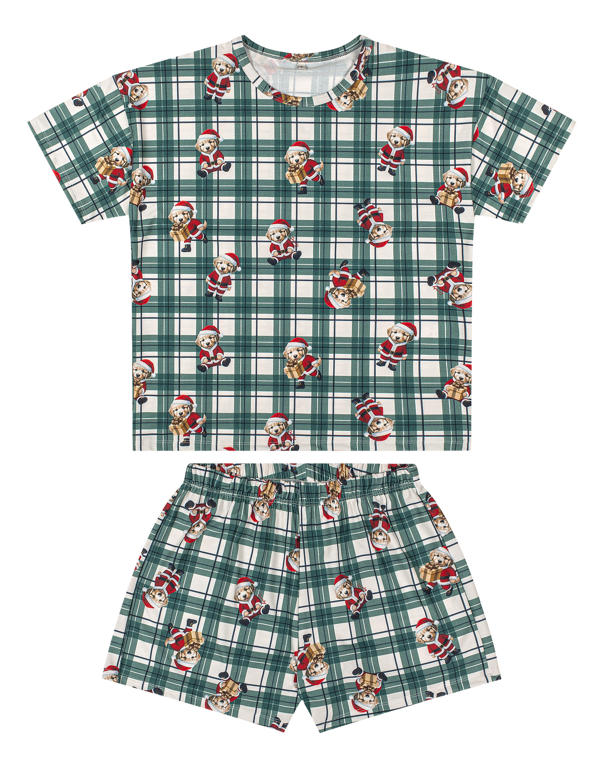 Set conjunto 2 piezas pijama navideña camisa short verde bebe niña Quimby 35262-SB0874