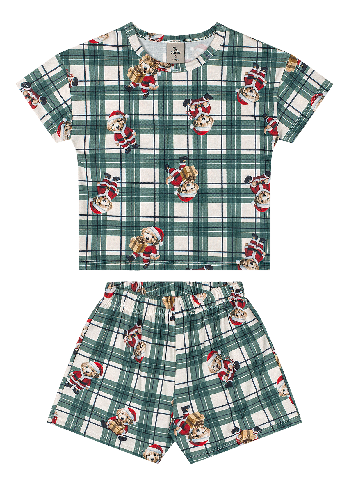 Set conjunto pijama navideña camisa short verde niña Quimby 35263-SB0874