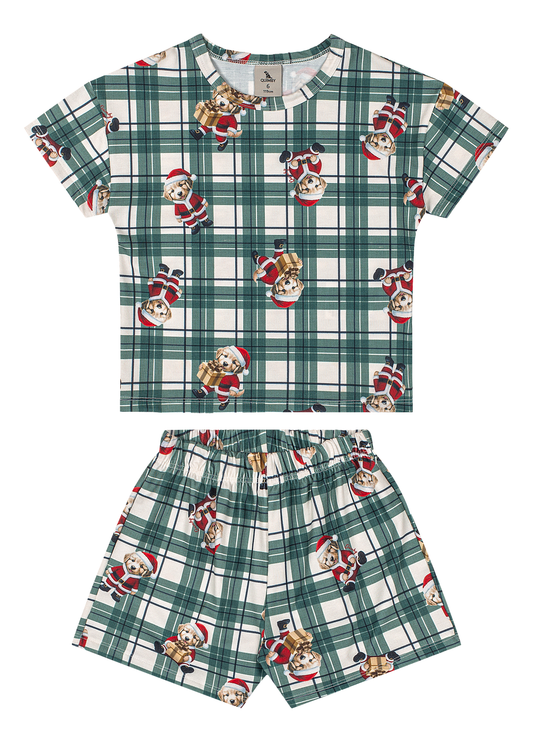 Set conjunto pijama navideña camisa short verde niña Quimby 35263-SB0874