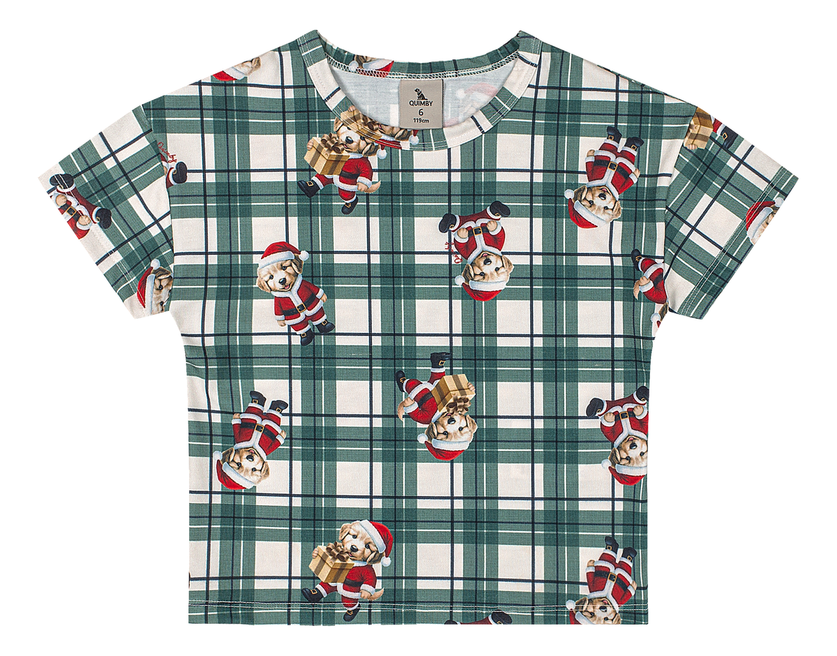 Set conjunto pijama navideña camisa short verde niña Quimby 35263-SB0874