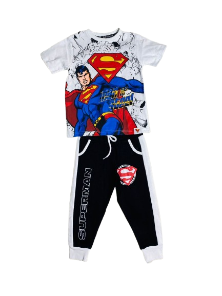 Set conjunto 2 piezas superman camisa blanca niño