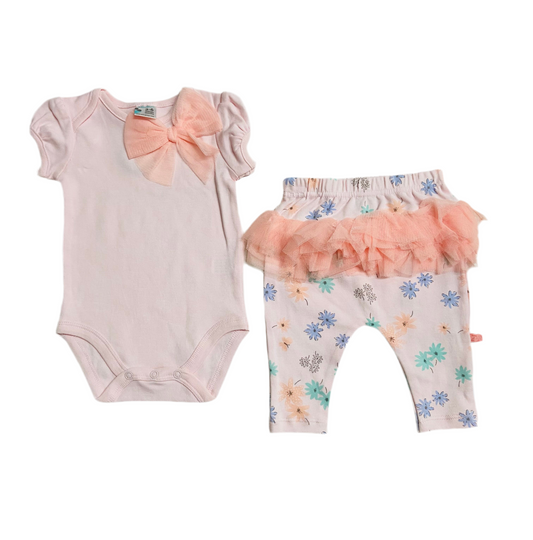 Set 2 piezas rosado Tutu flores Kobytin