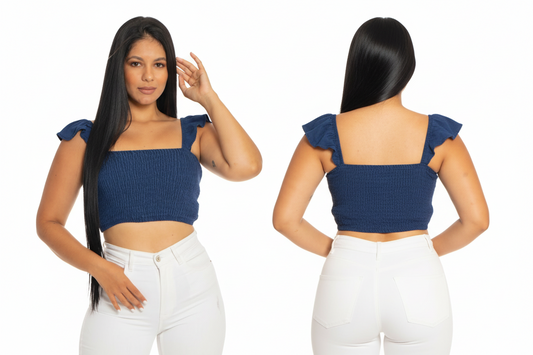 Camisa blusa dama azul jeans oscuro CTD1143-5 490390