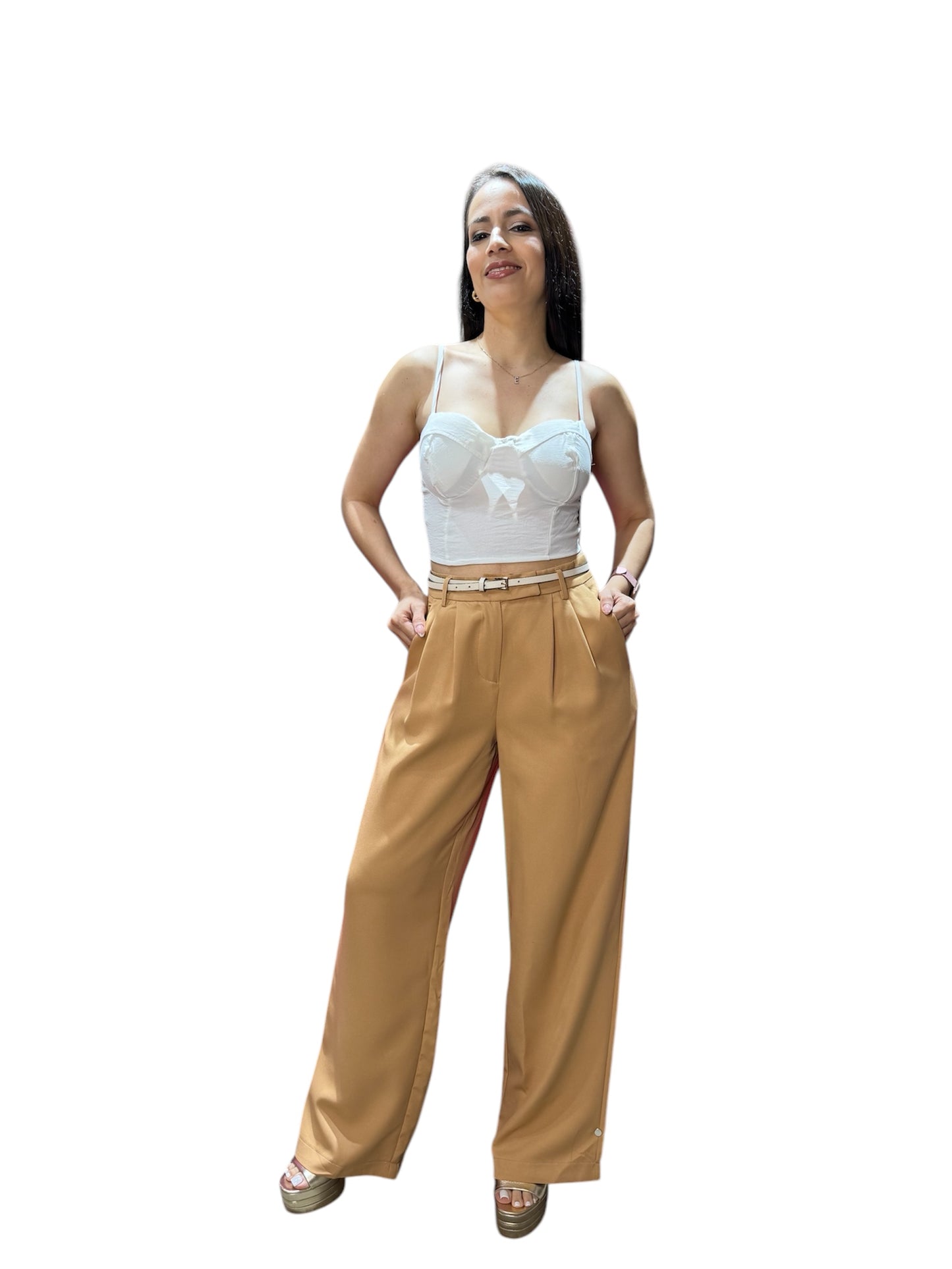 Pantalon  dama mujer formal CPD1102-18  nude café 690590490