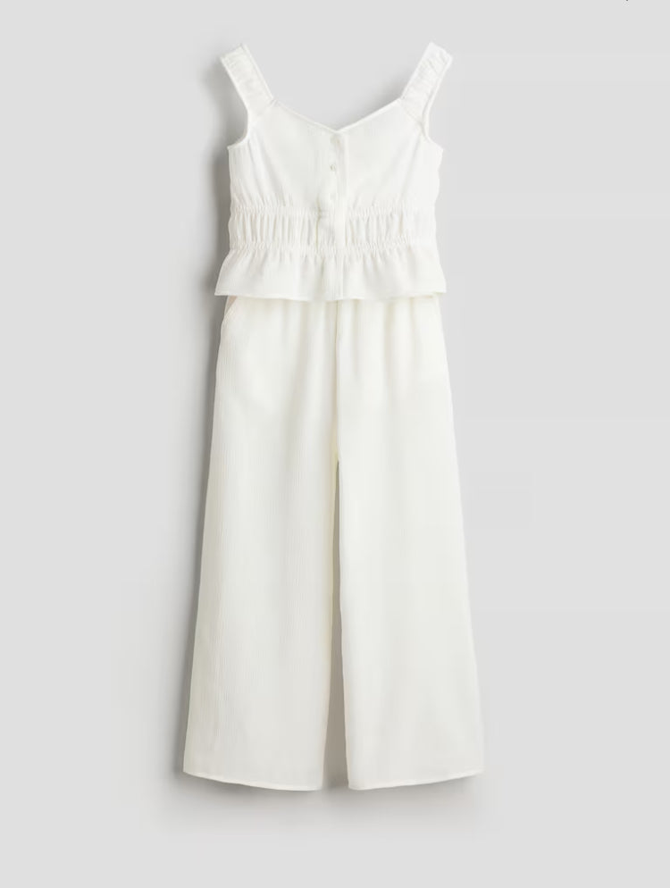 Set 2 piezas blanco crema niña H&M pantalon camisa