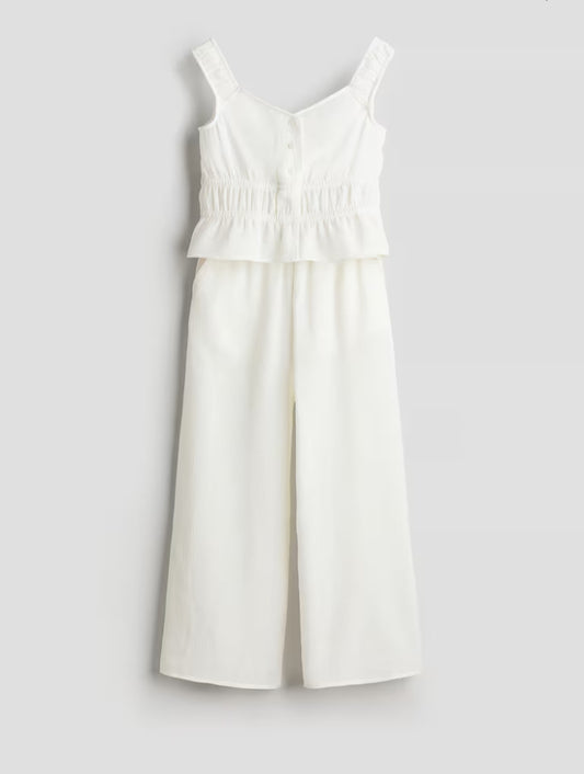Set 2 piezas blanco crema niña H&M pantalon camisa