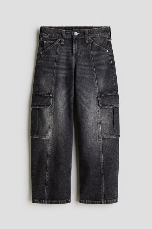 Pantalon cargo acampanado niña jeans H&M 1296726002